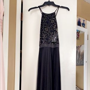 Black floor length prom dress w/ adjustable strap
